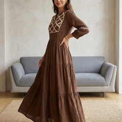 Designer Summer Special Brown One Piece Dress