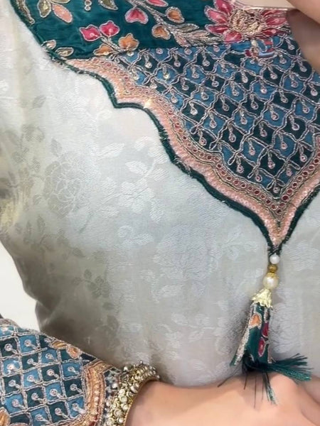 Elegant Ivory Embroidered Kurta Set with Designer Dupatta