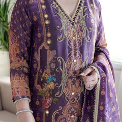 Women Satin Suit set With Heavy Mirror Work