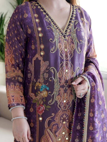 Women Satin Suit set With Heavy Mirror Work