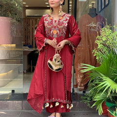 Women's Elegant Cotton Embroidered Kurta Set with Dupatta