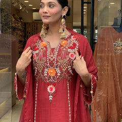 Women's Elegant Cotton Embroidered Kurta Set with Dupatta