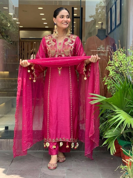 Women's Elegant Cotton Embroidered Kurta Set with Dupatta