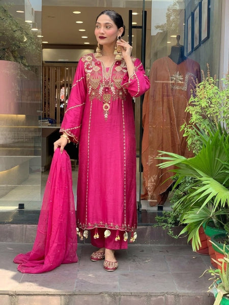Women's Elegant Cotton Embroidered Kurta Set with Dupatta