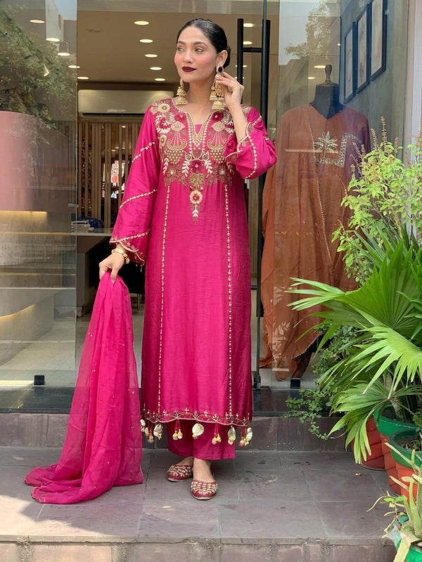 Women's Elegant Cotton Embroidered Kurta Set with Dupatta