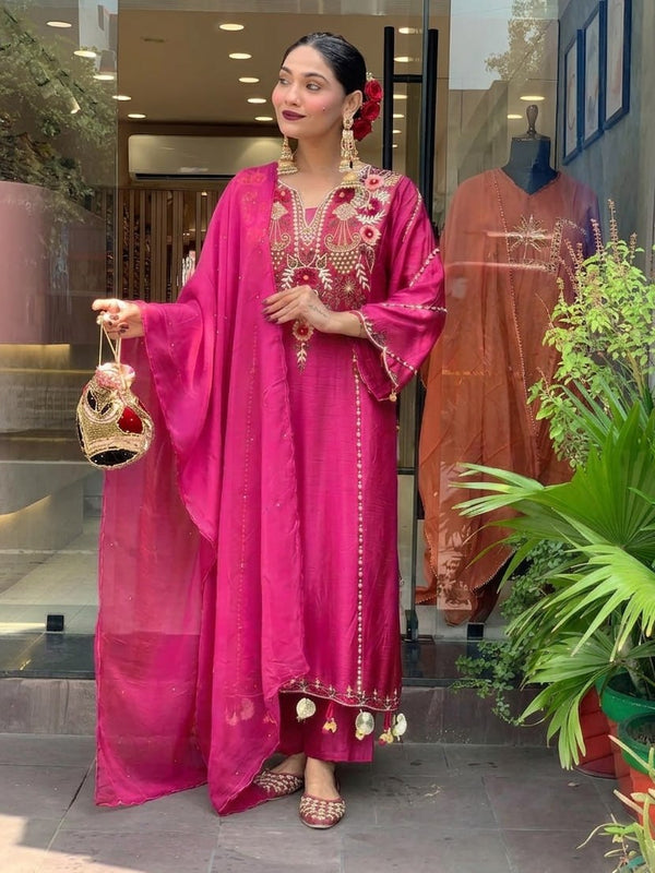 Women's Elegant Cotton Embroidered Kurta Set with Dupatta