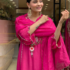 Women's Elegant Cotton Embroidered Kurta Set with Dupatta