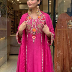 Women's Elegant Cotton Embroidered Kurta Set with Dupatta