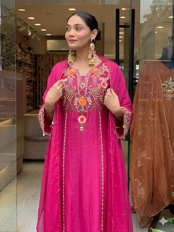 Women's Elegant Cotton Embroidered Kurta Set with Dupatta