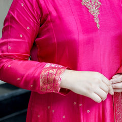 Women's Embroidered Cotton Anarkali Kurta Set with Dupatta