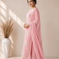 Women's Embroidered Straight Kurta Set with Dupatta