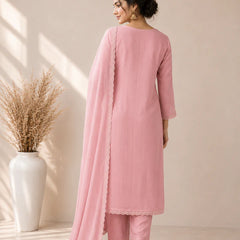 Women's Embroidered Straight Kurta Set with Dupatta